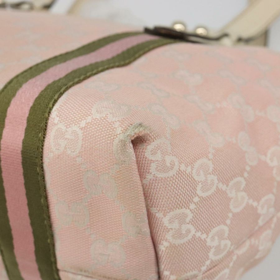 【日本直送】GUCCI GG帆布雪莉系列手提包 粉金配色 137396 Auth mr2550A-14