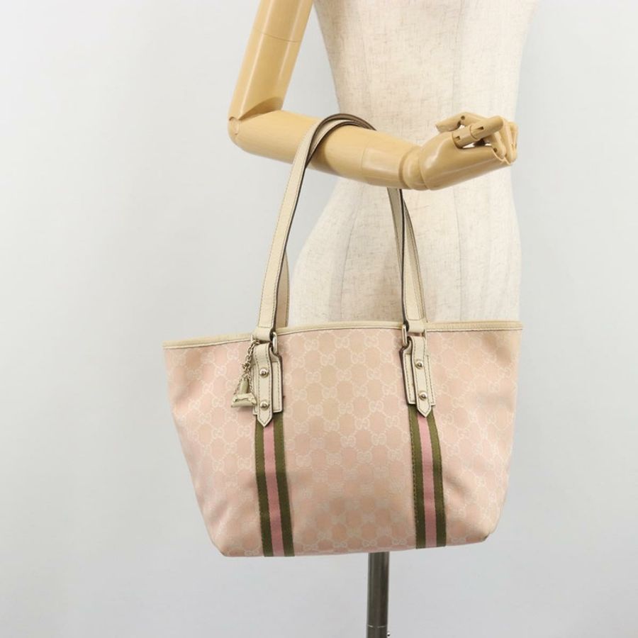 【日本直送】GUCCI GG帆布雪莉系列手提包 粉金配色 137396 Auth mr2550A-22