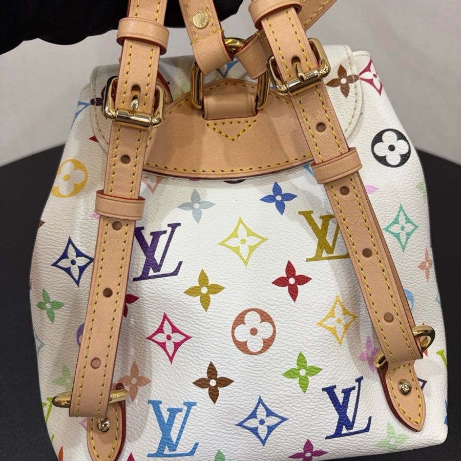LV/Louis Vuitton路易威登 聯名村上隆Vebice 白三彩雙肩包背包-4