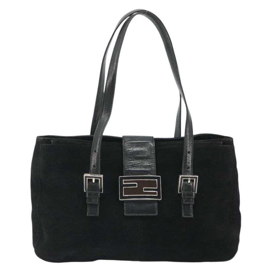 【日本直送】FENDI 手提包 麂皮 黑色 銀色 Auth mr2611A-12