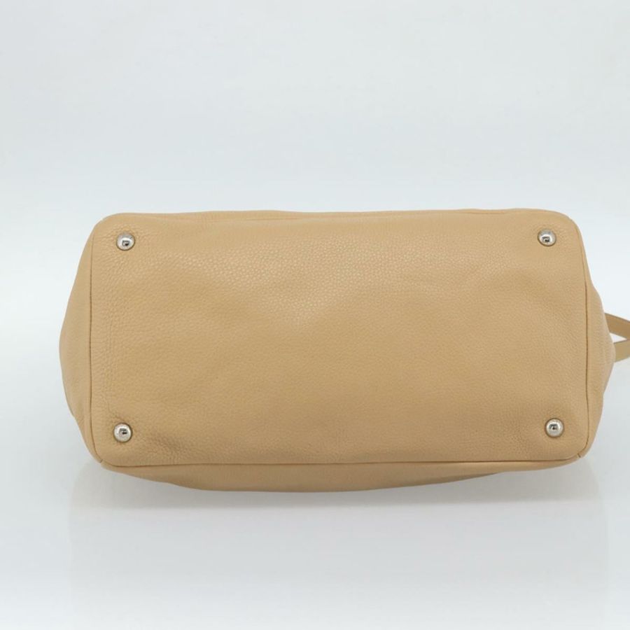 【日本直送】PRADA Vittero Dino 皮革手提包，米色/銀色，2way 款式，正品，貨號 186431V-4