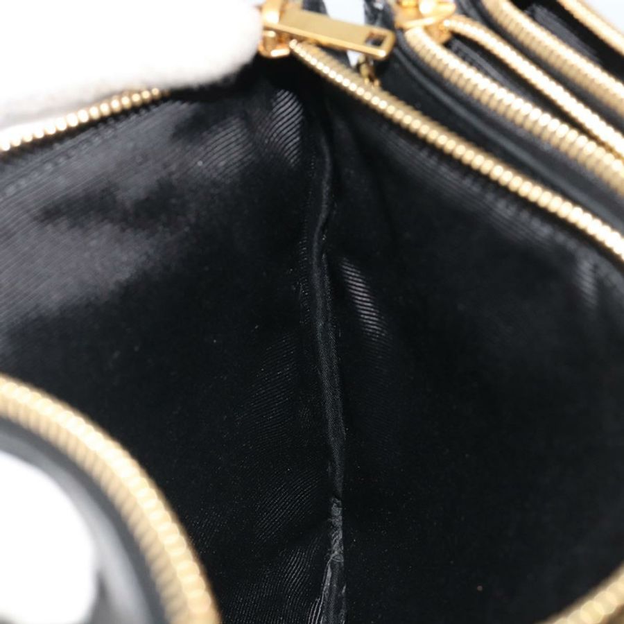 【日本直送】CELINE Trio 肩背包，黑色金色皮革，正品 mr2544V-17