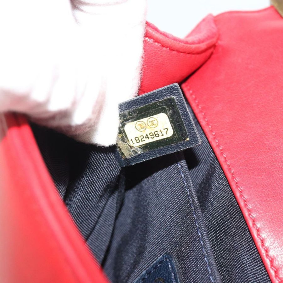 【日本直送】香奈兒 Boy Chanel 鏈條肩背包 絲絨 紅色 金色 CC 認證 mr2605SAV-11