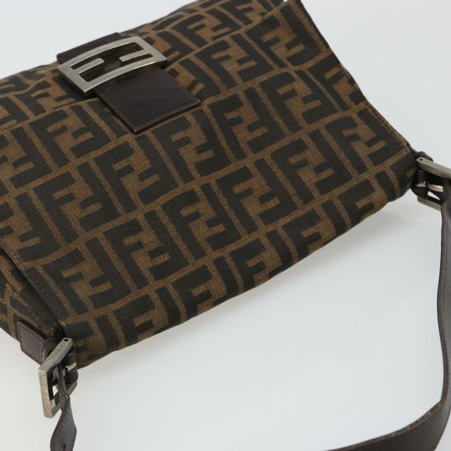 【日本直送】FENDI Zucca帆布Mamma Baguette單肩包 黑色 銀色 棕色 正品 187420V-5