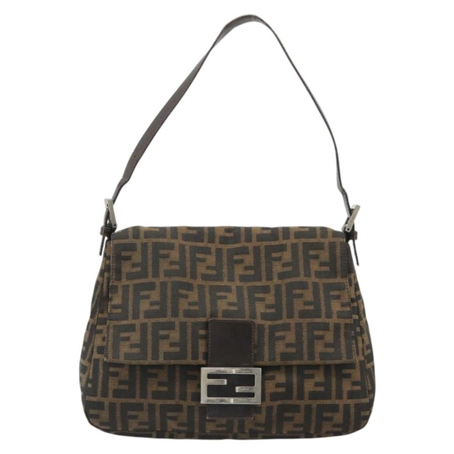 【日本直送】FENDI Zucca帆布Mamma Baguette單肩包 黑色 銀色 棕色 正品 187420V-12