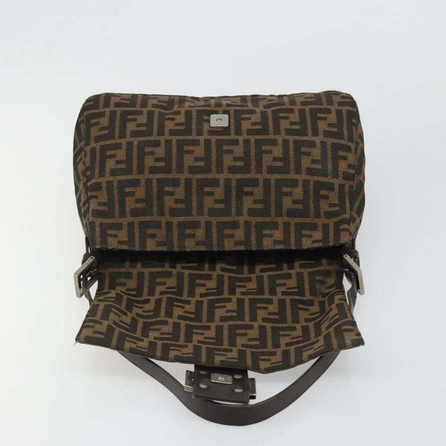 【日本直送】FENDI Zucca帆布Mamma Baguette單肩包 黑色 銀色 棕色 正品 187420V-18