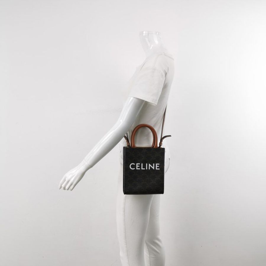 Celine Cabas迷你牛皮凱旋門印花印刷Logo斜背包單肩包-1