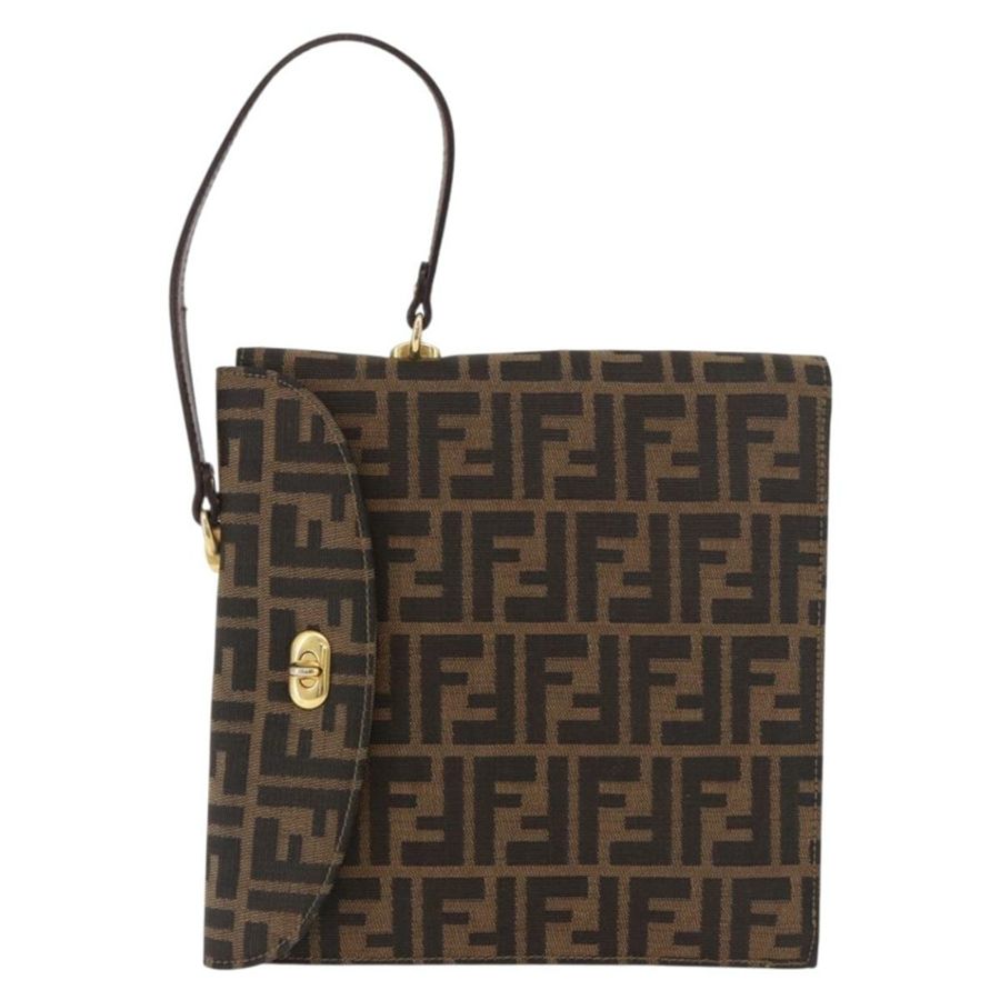 【日本直送】FENDI Zucca帆布手提包 黑色棕色 正品 186381V-1