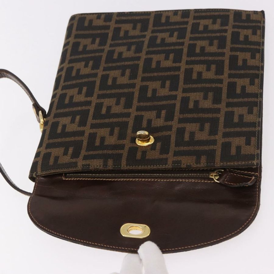 【日本直送】FENDI Zucca帆布手提包 黑色棕色 正品 186381V-8