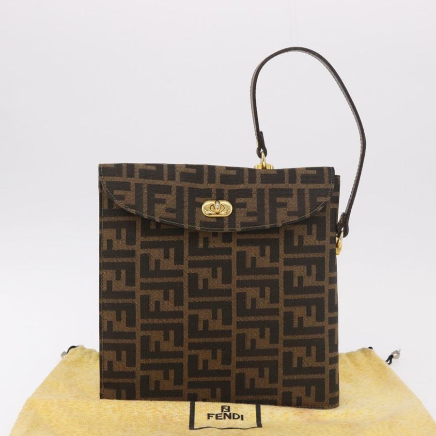【日本直送】FENDI Zucca帆布手提包 黑色棕色 正品 186381V-11