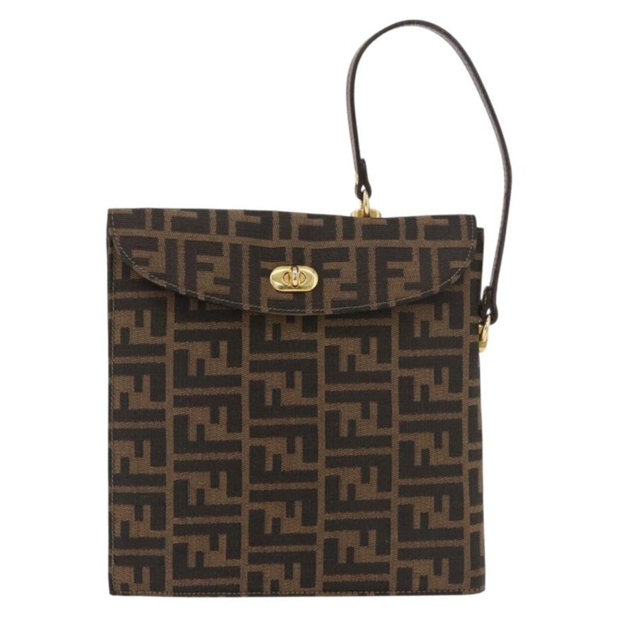 【日本直送】FENDI Zucca帆布手提包 黑色棕色 正品 186381V-12