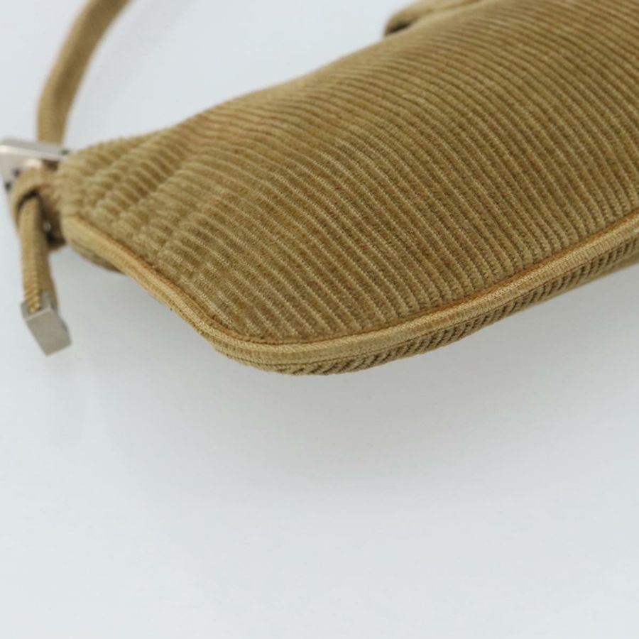 【日本直送】FENDI Mamma Baguette 單肩包 燈芯絨 棕色 銀色 正品 186467V-17