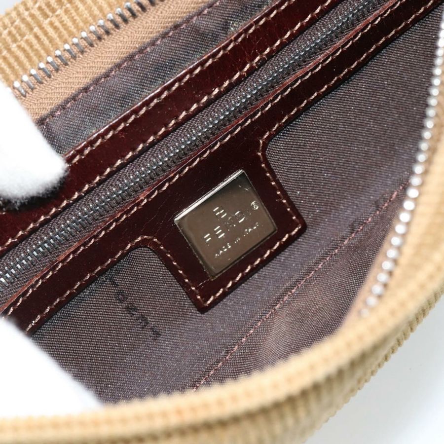 【日本直送】FENDI Mamma Baguette 單肩包 燈芯絨 棕色 銀色 正品 186467V-20