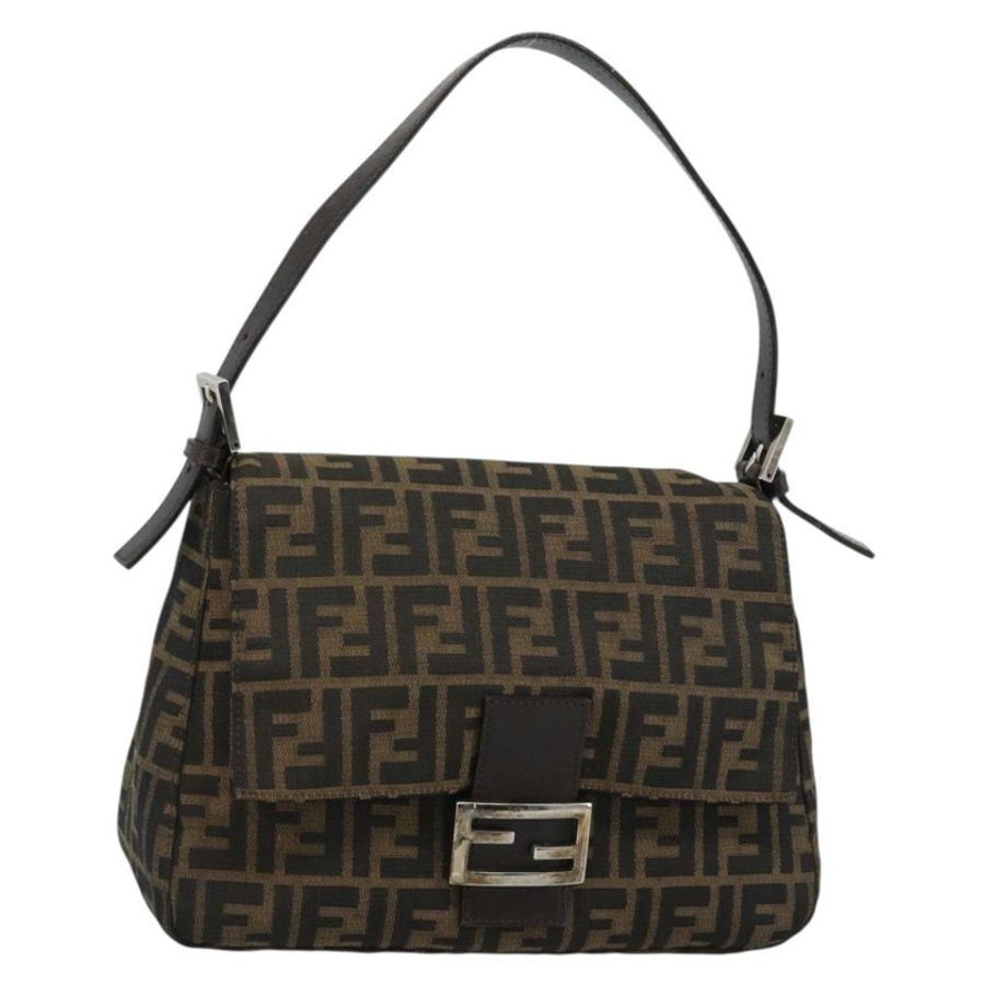 【日本直送】FENDI Zucca帆布Mamma Baguette單肩包 黑色 銀色 棕色 正品 186462V-0