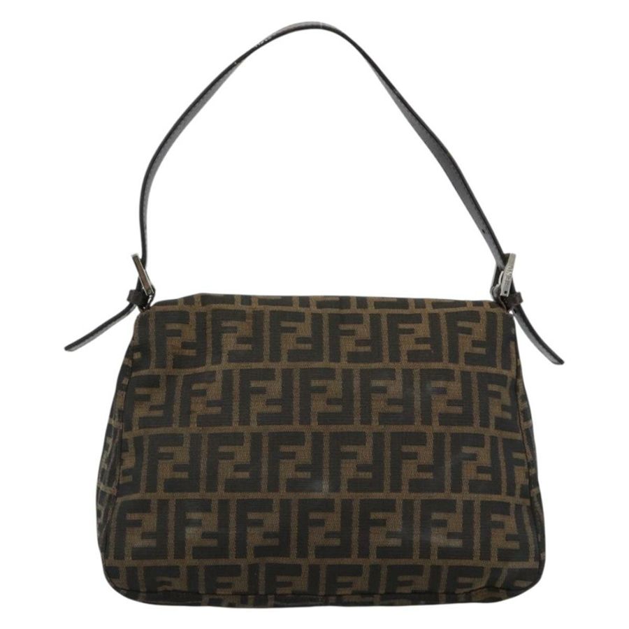 【日本直送】FENDI Zucca帆布Mamma Baguette單肩包 黑色 銀色 棕色 正品 186462V-1