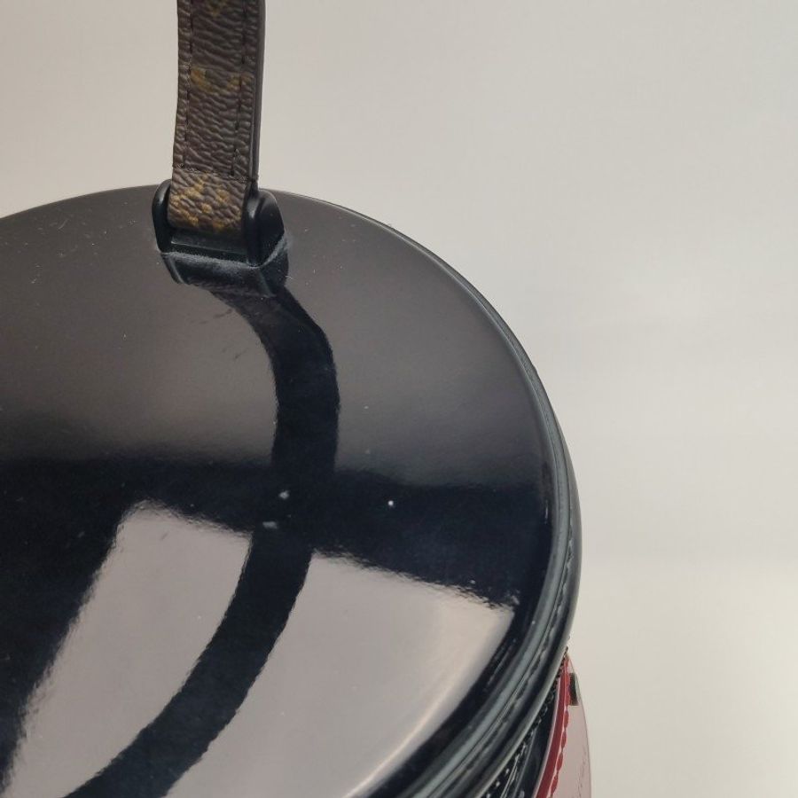 Louis Vuitton (LV) Cannes發財桶小號漆皮拼色壓花老花斜挎包單肩包芯片款-17