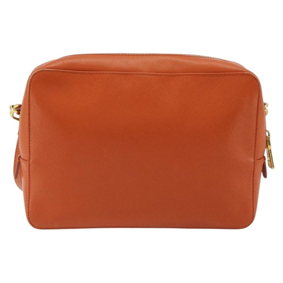 【日本直送】PRADA 肩背包 Saffiano 皮革 橙色 金色 正品 186385V-1
