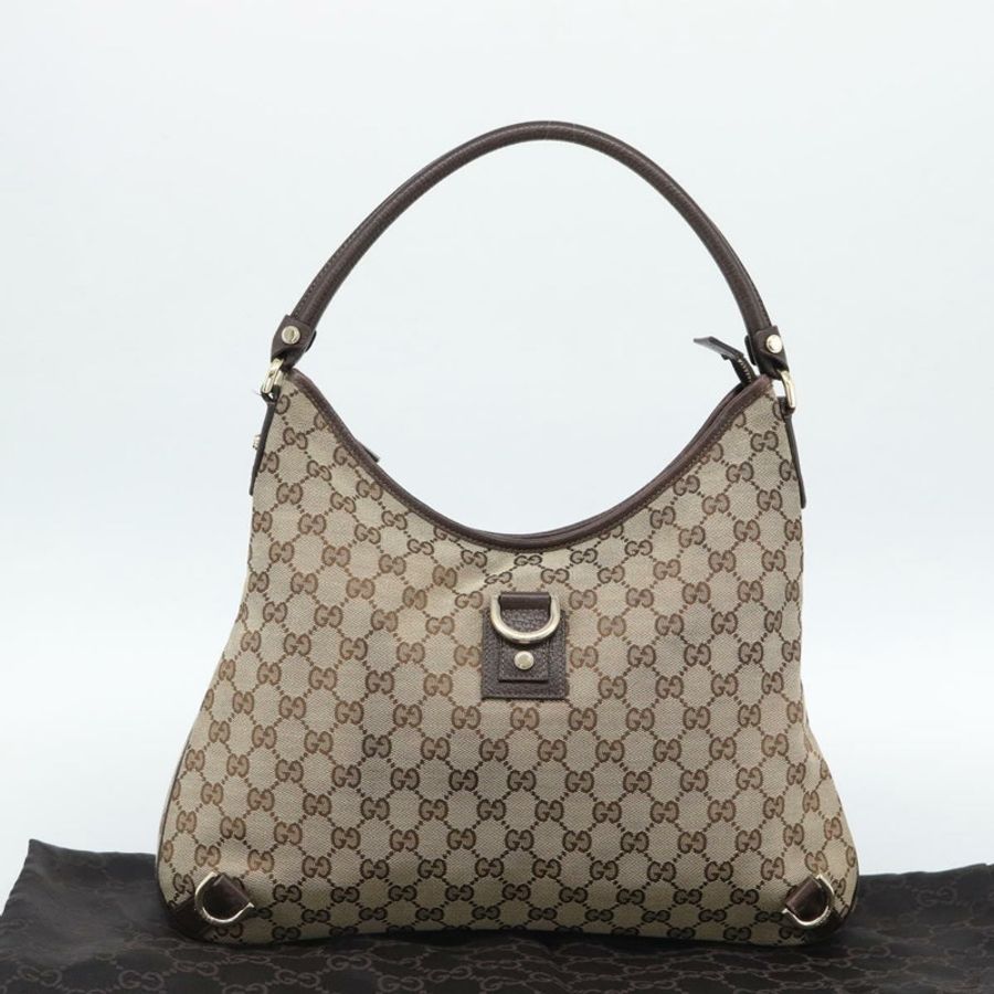 【日本直送】GUCCI GG帆布Abbey單肩包 米色/金色 130737 正品 188855V-11