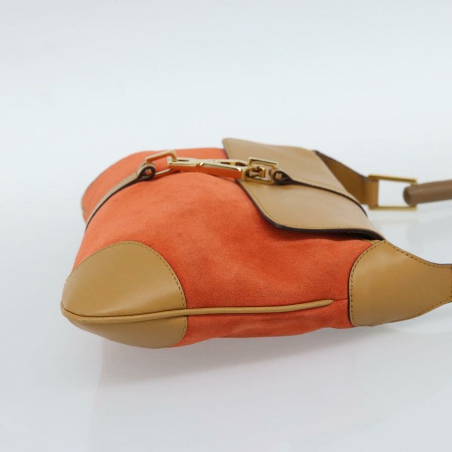 【日本直送】GUCCI 竹節單肩包 棕色金色麂皮 正品 188854V-3