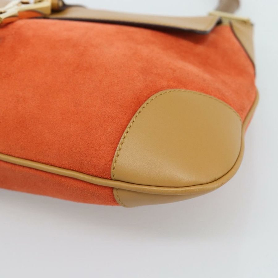 【日本直送】GUCCI 竹節單肩包 棕色金色麂皮 正品 188854V-8