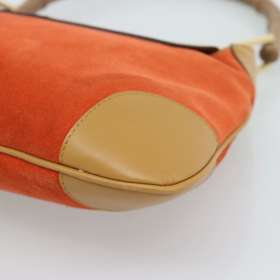 【日本直送】GUCCI 竹節單肩包 棕色金色麂皮 正品 188854V-14