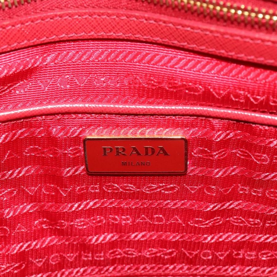 【日本直送】PRADA Galleria 手提包，Saffiano 皮革，紅色，金色，正品，貨號 188852V-18