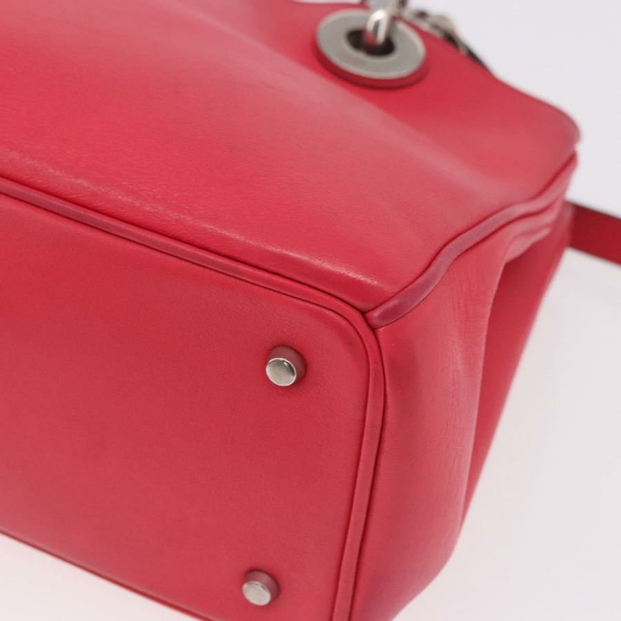 【日本直送】Christian Dior Diorissimo 手提包 皮革 兩用 粉紅色 銀色 正品 bs35672A-15