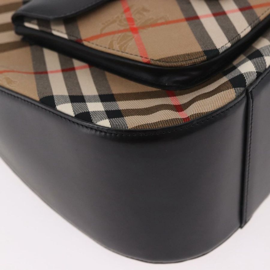 【日本直送】Burberrys帆布米色銀色新星格紋單肩包 Auth am11979V-8
