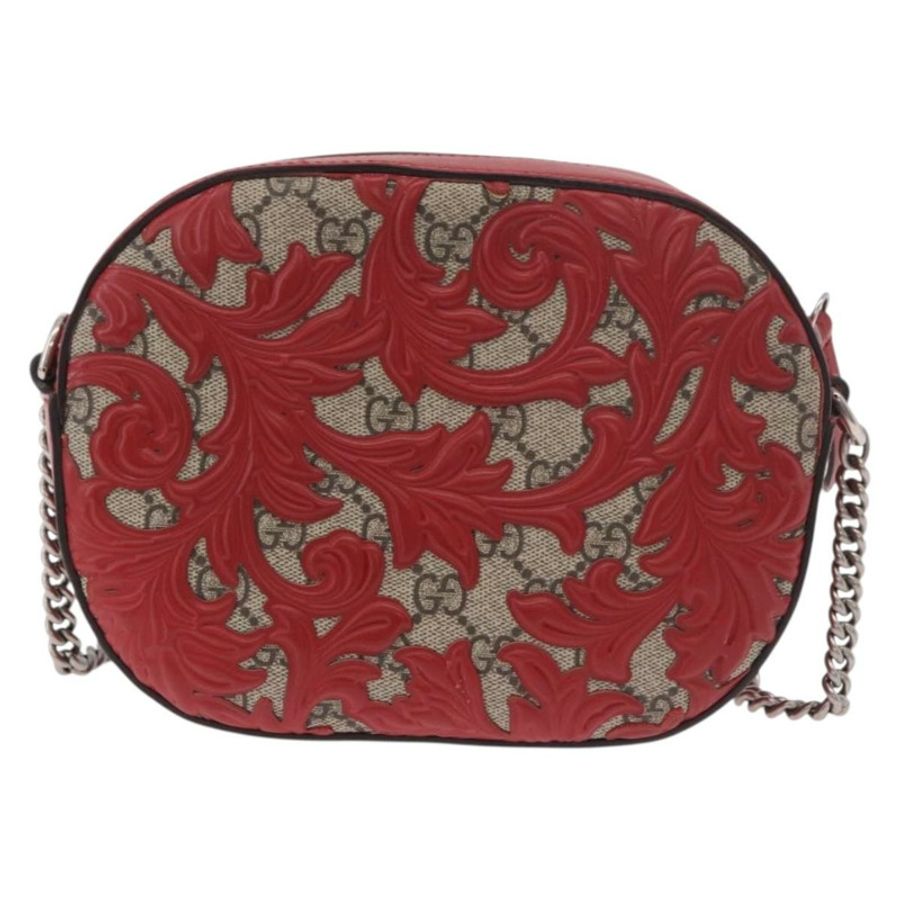 【日本直送】GUCCI GG Supreme 鏈條單肩包 PVC 紅色銀色 409535 正品 am11964V-1
