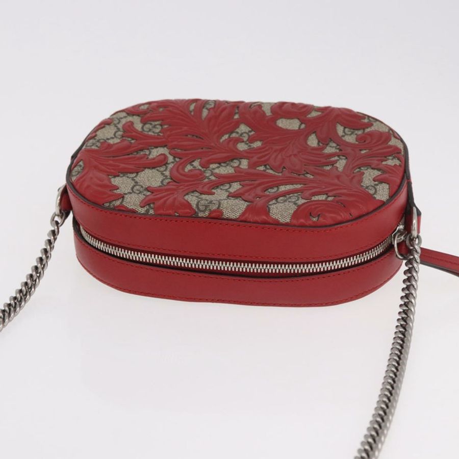【日本直送】GUCCI GG Supreme 鏈條單肩包 PVC 紅色銀色 409535 正品 am11964V-5