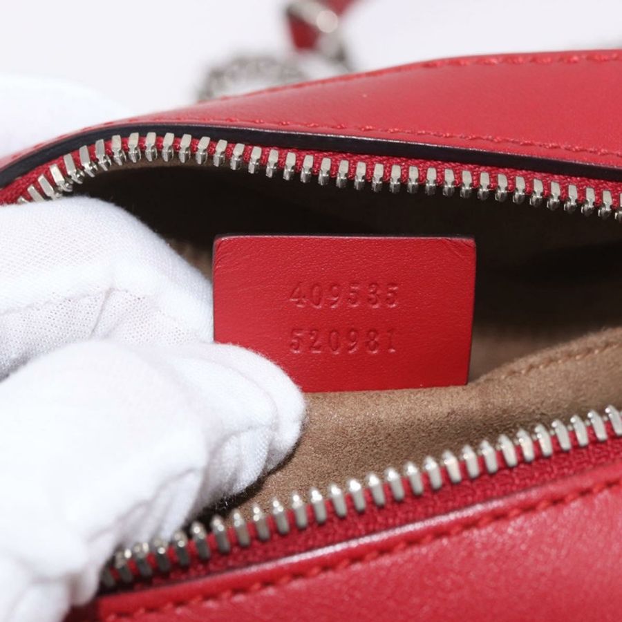 【日本直送】GUCCI GG Supreme 鏈條單肩包 PVC 紅色銀色 409535 正品 am11964V-10