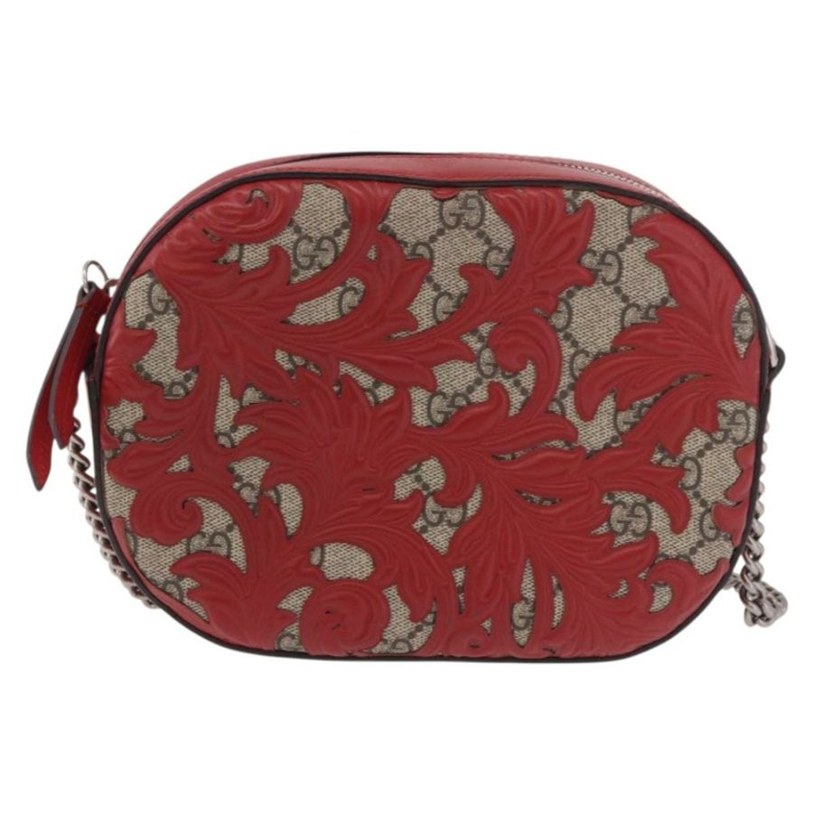 【日本直送】GUCCI GG Supreme 鏈條單肩包 PVC 紅色銀色 409535 正品 am11964V-12