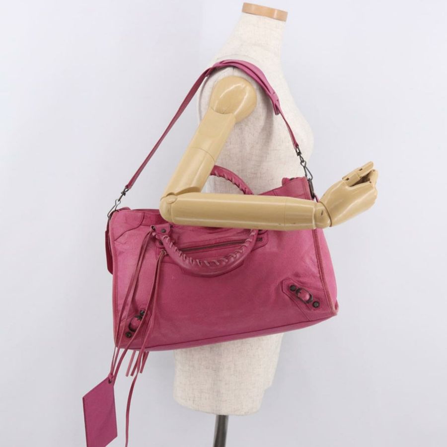 【日本直送】BALENCIAGA The City 手提包 皮革 2way 粉紅色 115748 Auth ka4873SAM-27