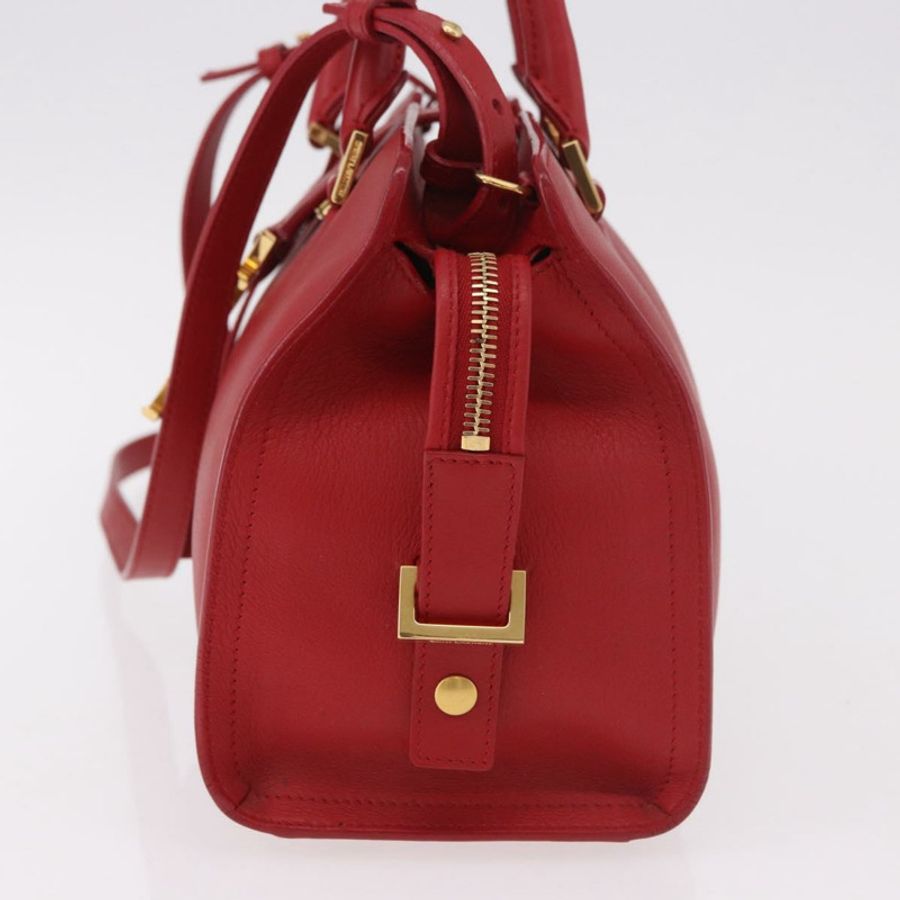 【日本直送】SAINT LAURENT Baby Cabas 手提包 皮革 2way 紅色金色 Auth ka4869V-2
