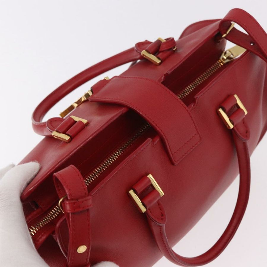 【日本直送】SAINT LAURENT Baby Cabas 手提包 皮革 2way 紅色金色 Auth ka4869V-5