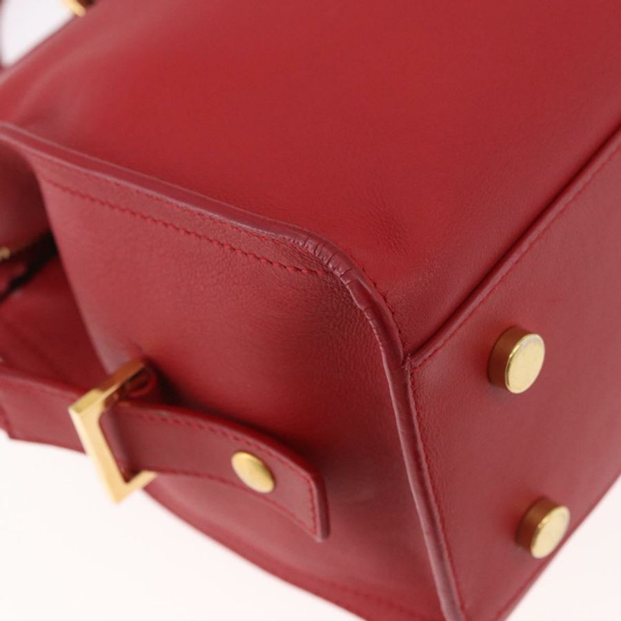 【日本直送】SAINT LAURENT Baby Cabas 手提包 皮革 2way 紅色金色 Auth ka4869V-15