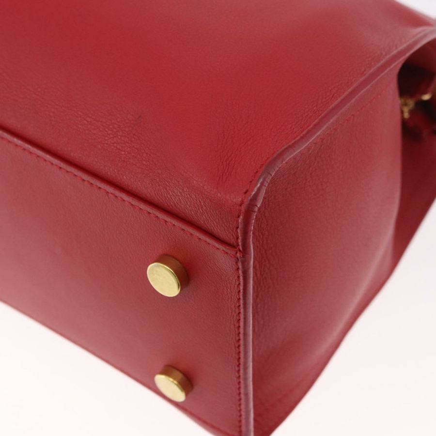 【日本直送】SAINT LAURENT Baby Cabas 手提包 皮革 2way 紅色金色 Auth ka4869V-16
