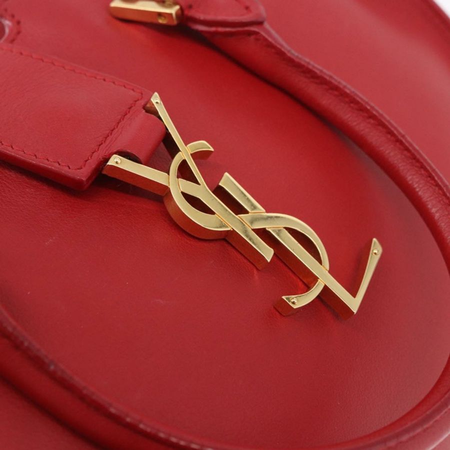 【日本直送】SAINT LAURENT Baby Cabas 手提包 皮革 2way 紅色金色 Auth ka4869V-18