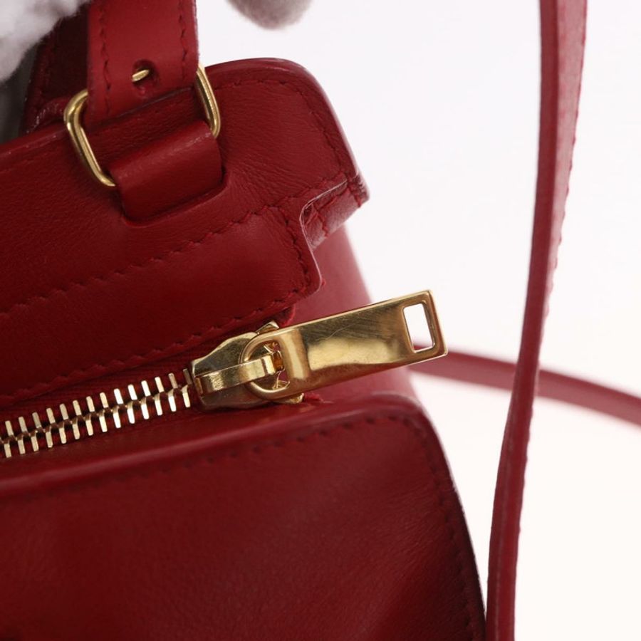 【日本直送】SAINT LAURENT Baby Cabas 手提包 皮革 2way 紅色金色 Auth ka4869V-19