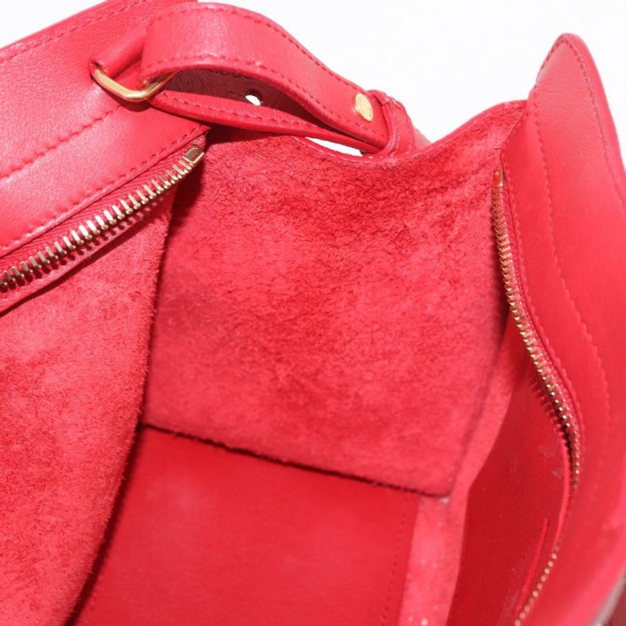 【日本直送】SAINT LAURENT Baby Cabas 手提包 皮革 2way 紅色金色 Auth ka4869V-21