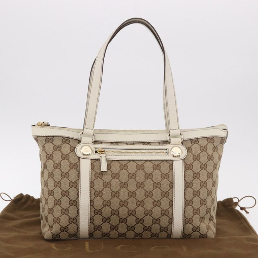 【日本直送】GUCCI GG帆布托特包 米色 金色 153008 正品 am11952V-11