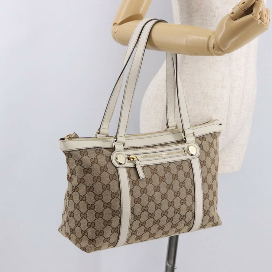 【日本直送】GUCCI GG帆布托特包 米色 金色 153008 正品 am11952V-24