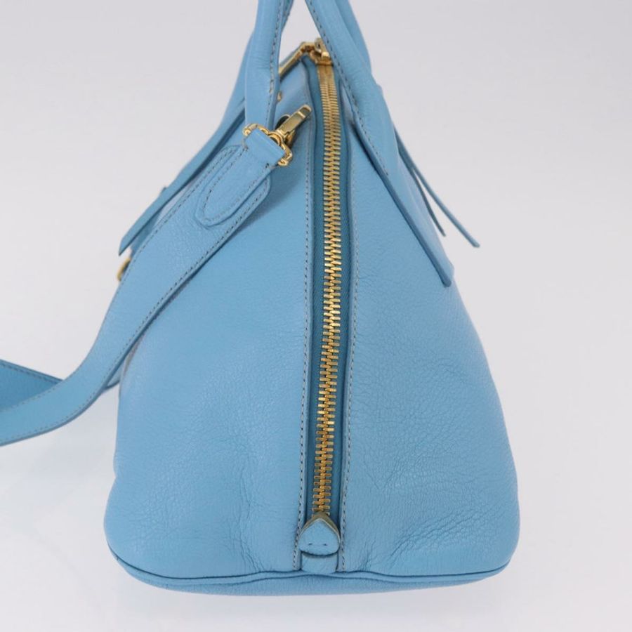 【日本直送】Miu Miu 手提包 皮革 兩用 淺藍色 金色 正品 ka4918M-2