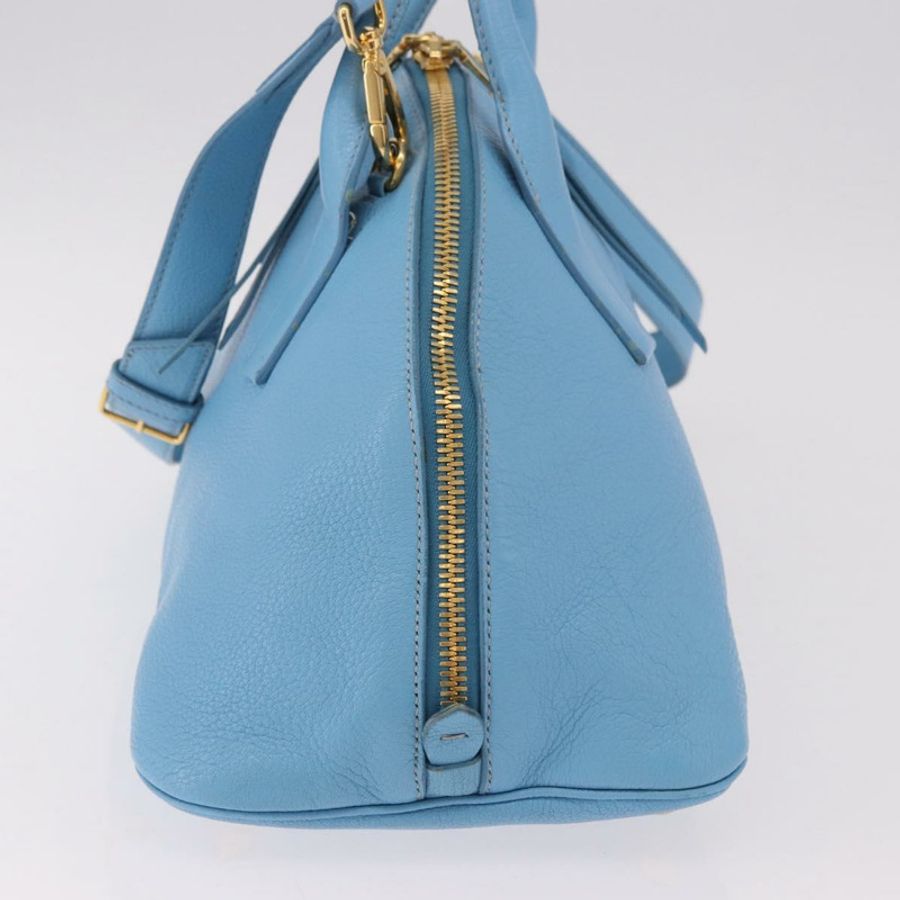 【日本直送】Miu Miu 手提包 皮革 兩用 淺藍色 金色 正品 ka4918M-3