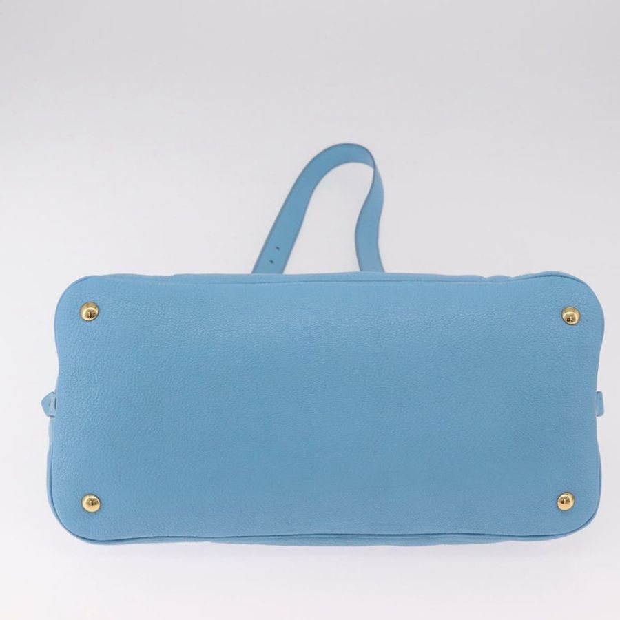 【日本直送】Miu Miu 手提包 皮革 兩用 淺藍色 金色 正品 ka4918M-4