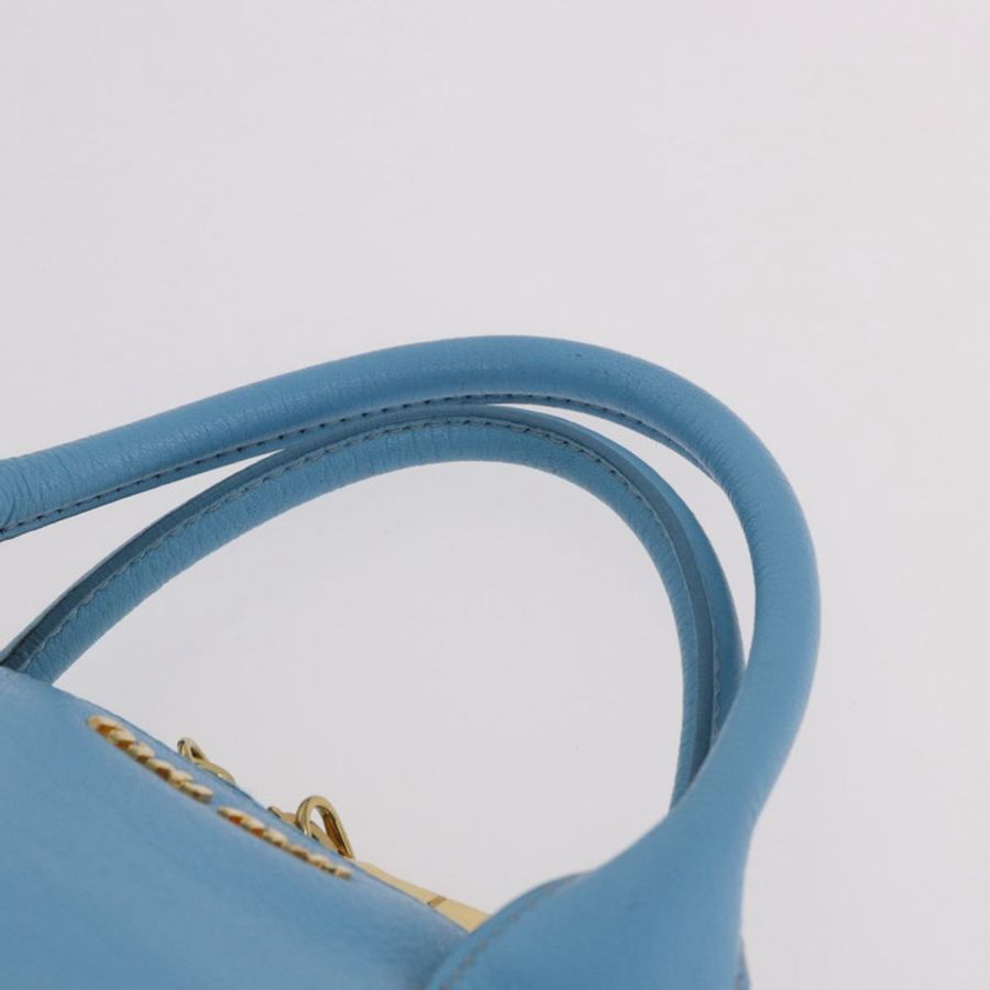 【日本直送】Miu Miu 手提包 皮革 兩用 淺藍色 金色 正品 ka4918M-13