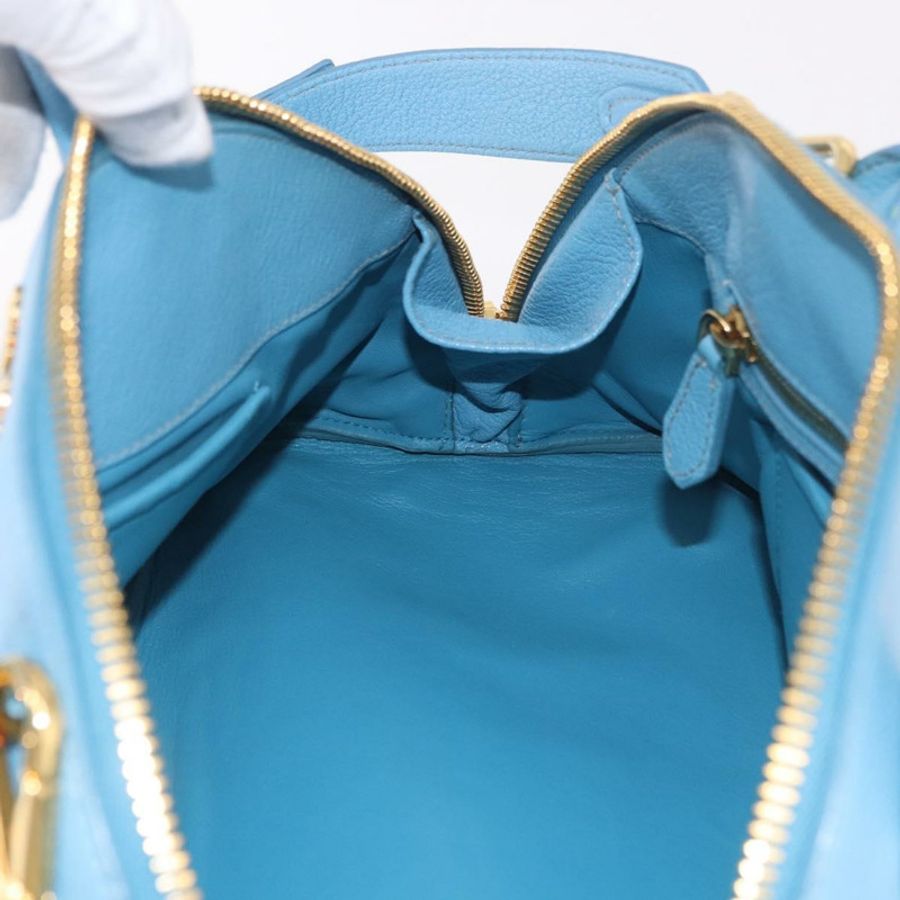 【日本直送】Miu Miu 手提包 皮革 兩用 淺藍色 金色 正品 ka4918M-22