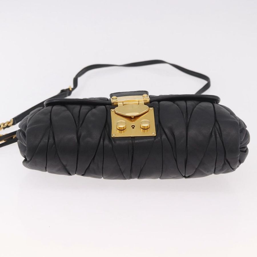 【日本直送】Miu Miu Matelasse 鏈條單肩包 皮革 黑色 金色 正品 ka4879V-4