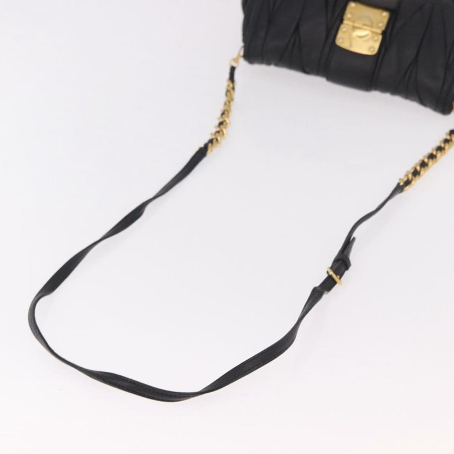 【日本直送】Miu Miu Matelasse 鏈條單肩包 皮革 黑色 金色 正品 ka4879V-6