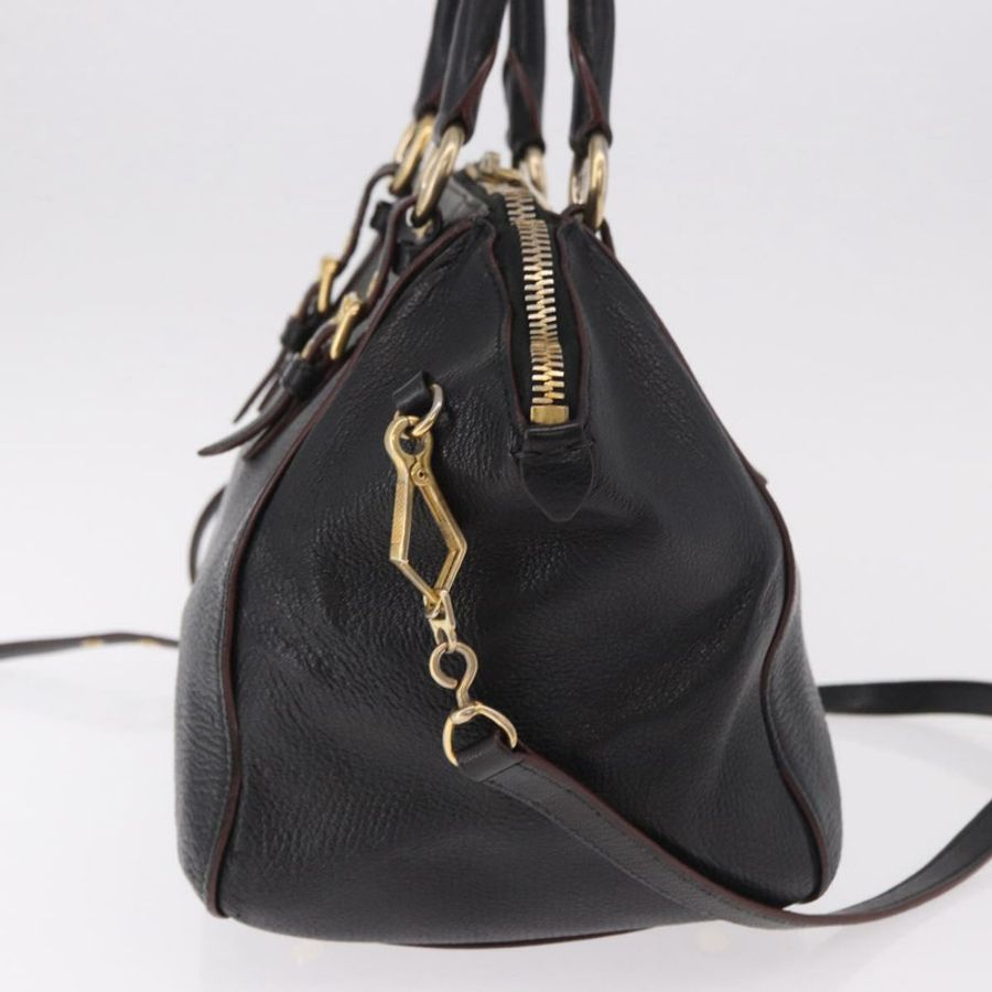 【日本直送】Miu Miu 手提包 皮革 2way 黑色金色 Auth ka4877V-3